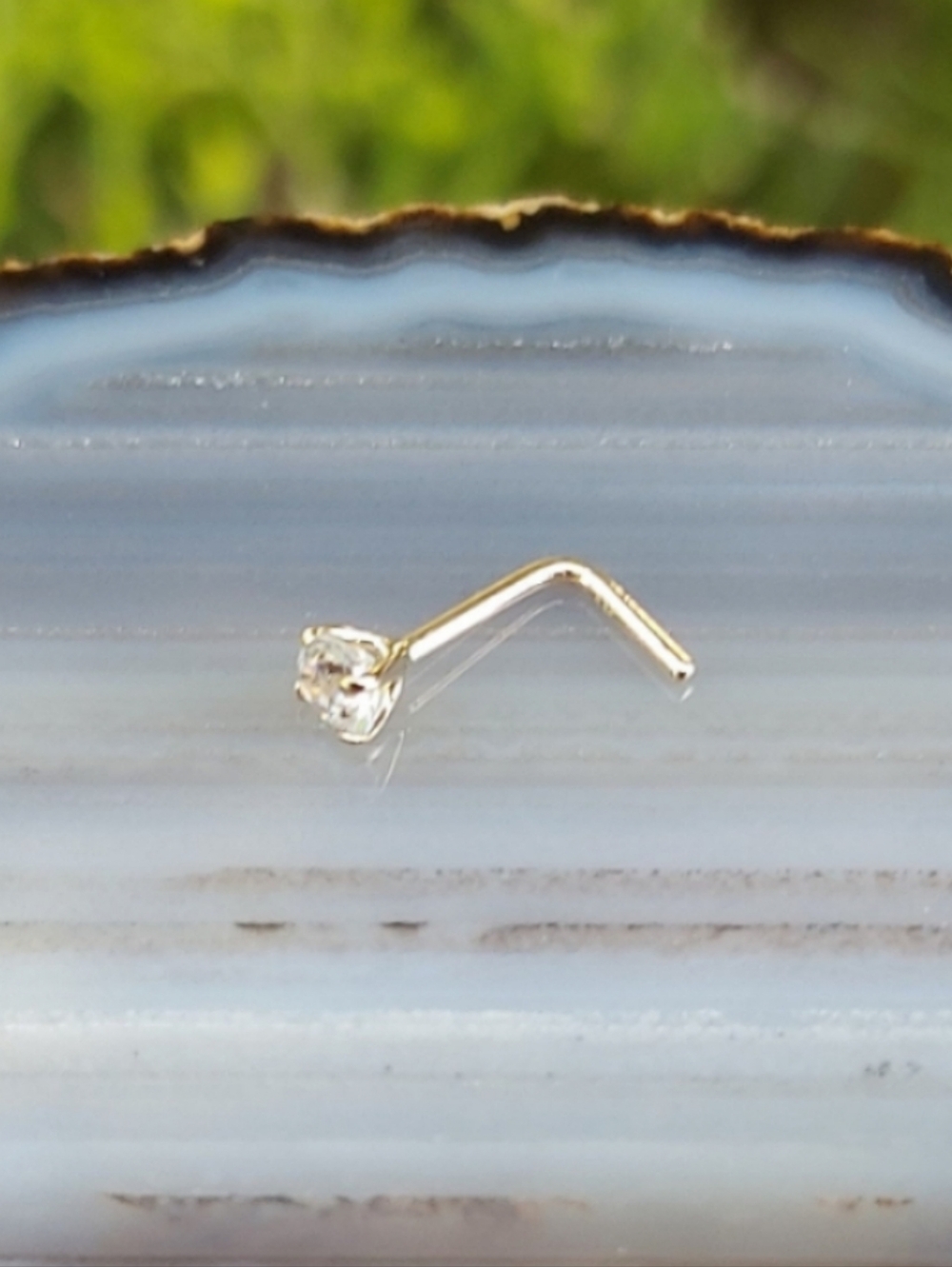 20 gauge Gold CZ Nose Stud - Clear Crystal
